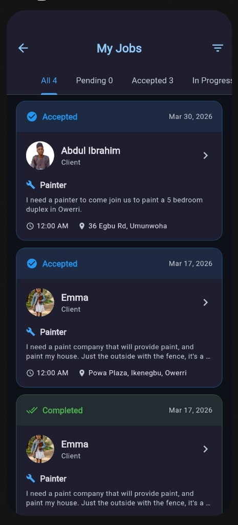 Booking timeline screenshot